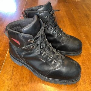 Redwing Black Leather Steel Toe Boots Size 12